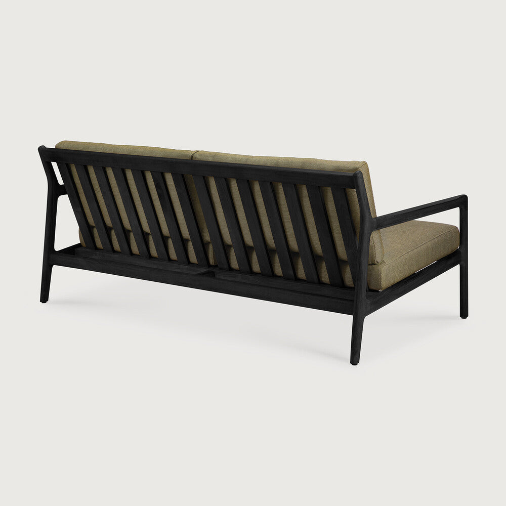Jack Outdoor Sofa | Varnished Teak | Black | Green Fabric | 2+ Seater