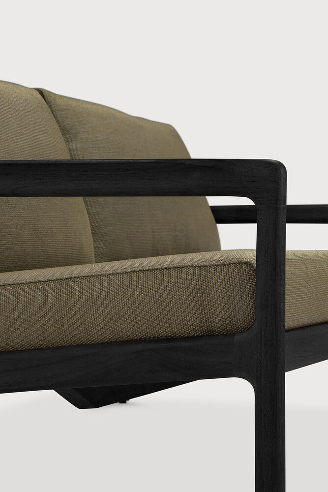 Jack Outdoor Sofa | Varnished Teak | Black | Green Fabric | 2+ Seater