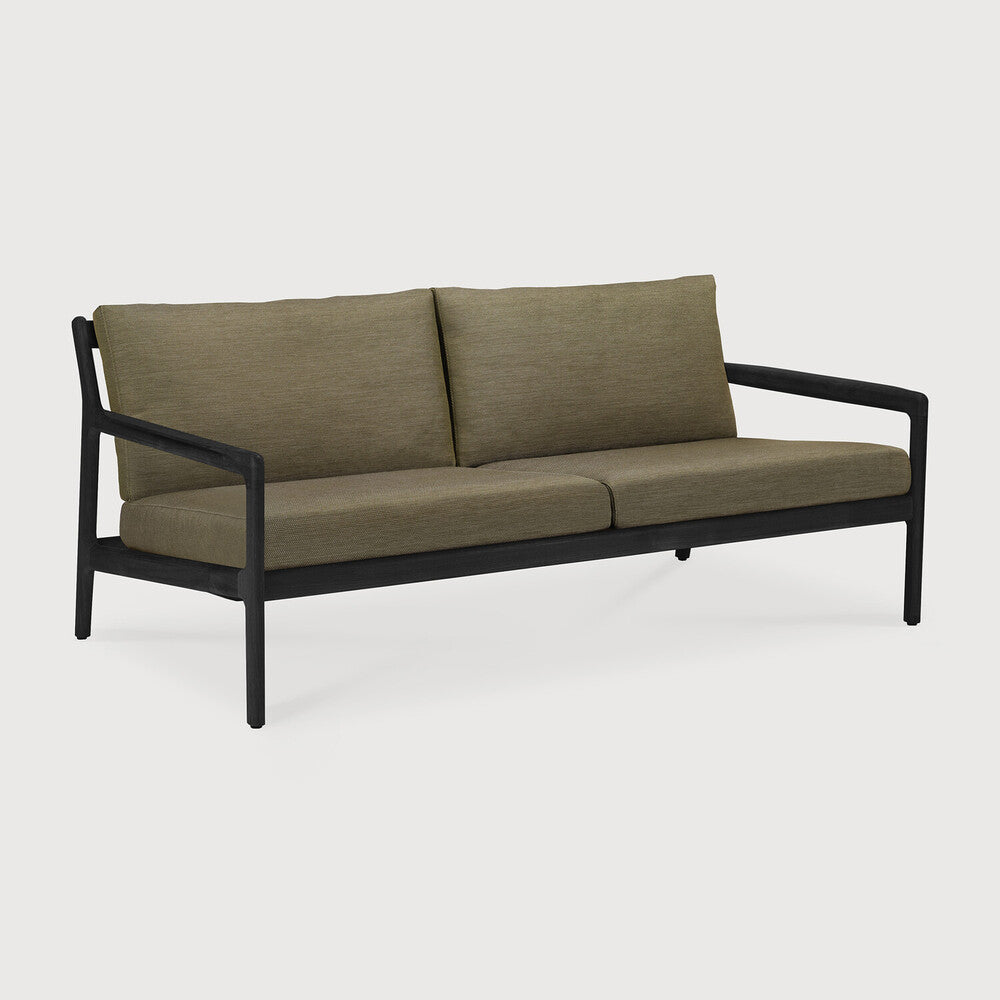 Jack Outdoor Sofa | Varnished Teak | Black | Green Fabric | 2+ Seater