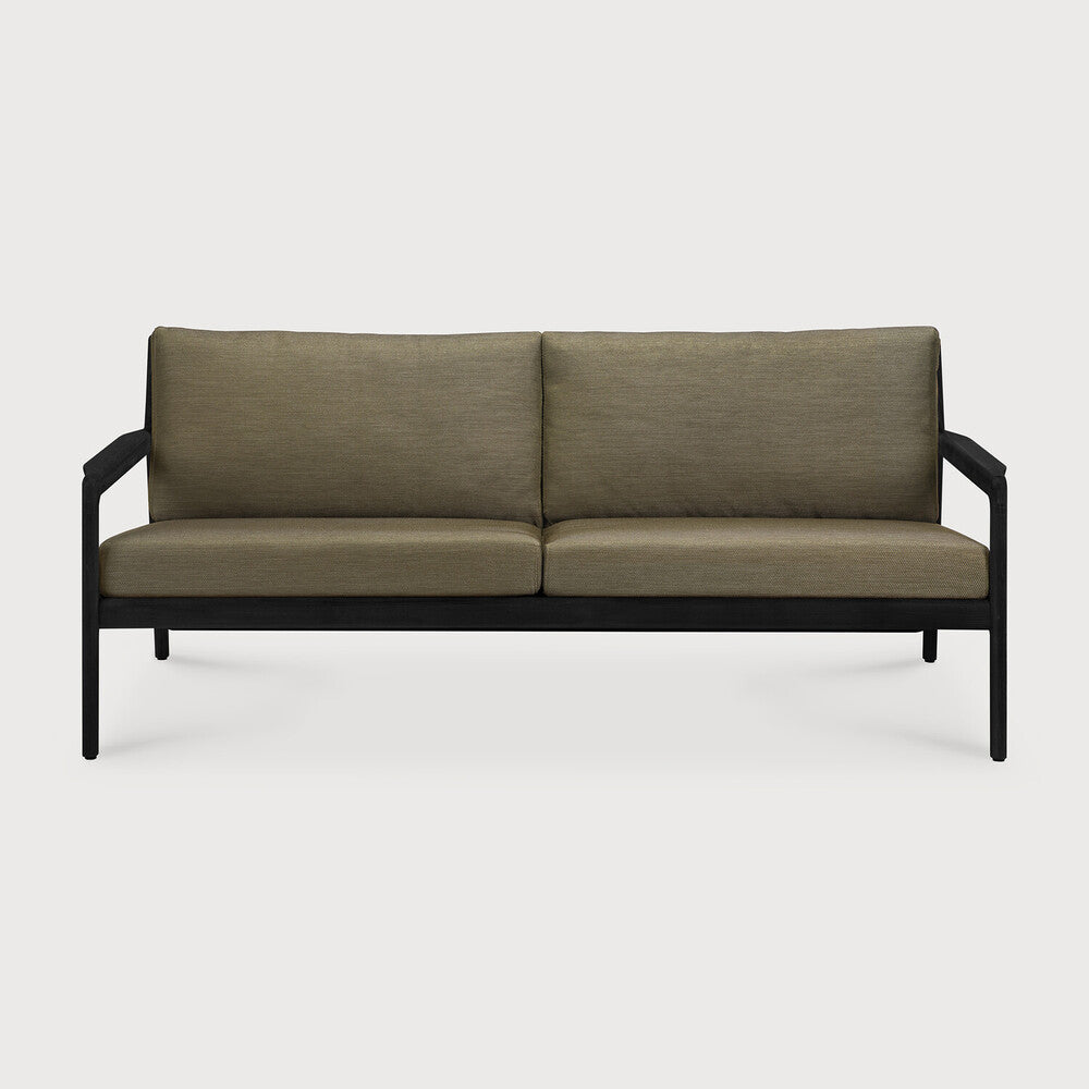 Jack Outdoor Sofa | Varnished Teak | Black | Green Fabric | 2+ Seater