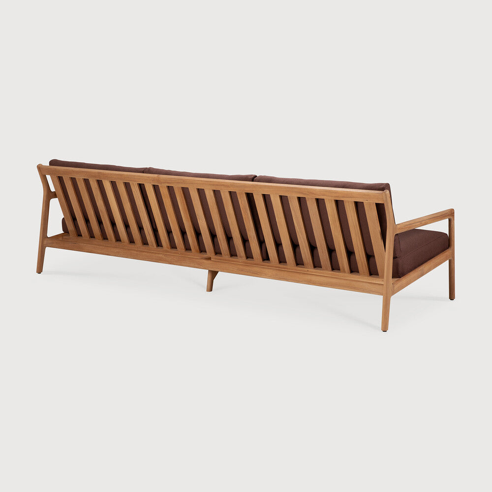 Jack Outdoor Sofa | Teak | Burgundy Fabric | 3+ Seater