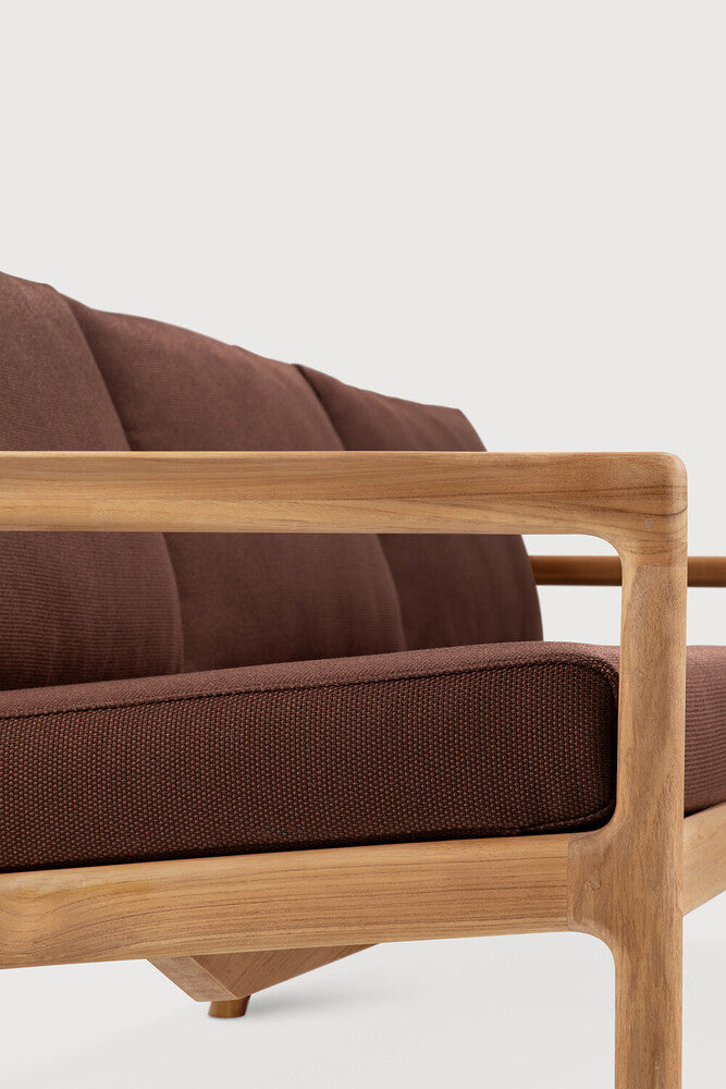 Jack Outdoor Sofa | Teak | Burgundy Fabric | 3+ Seater