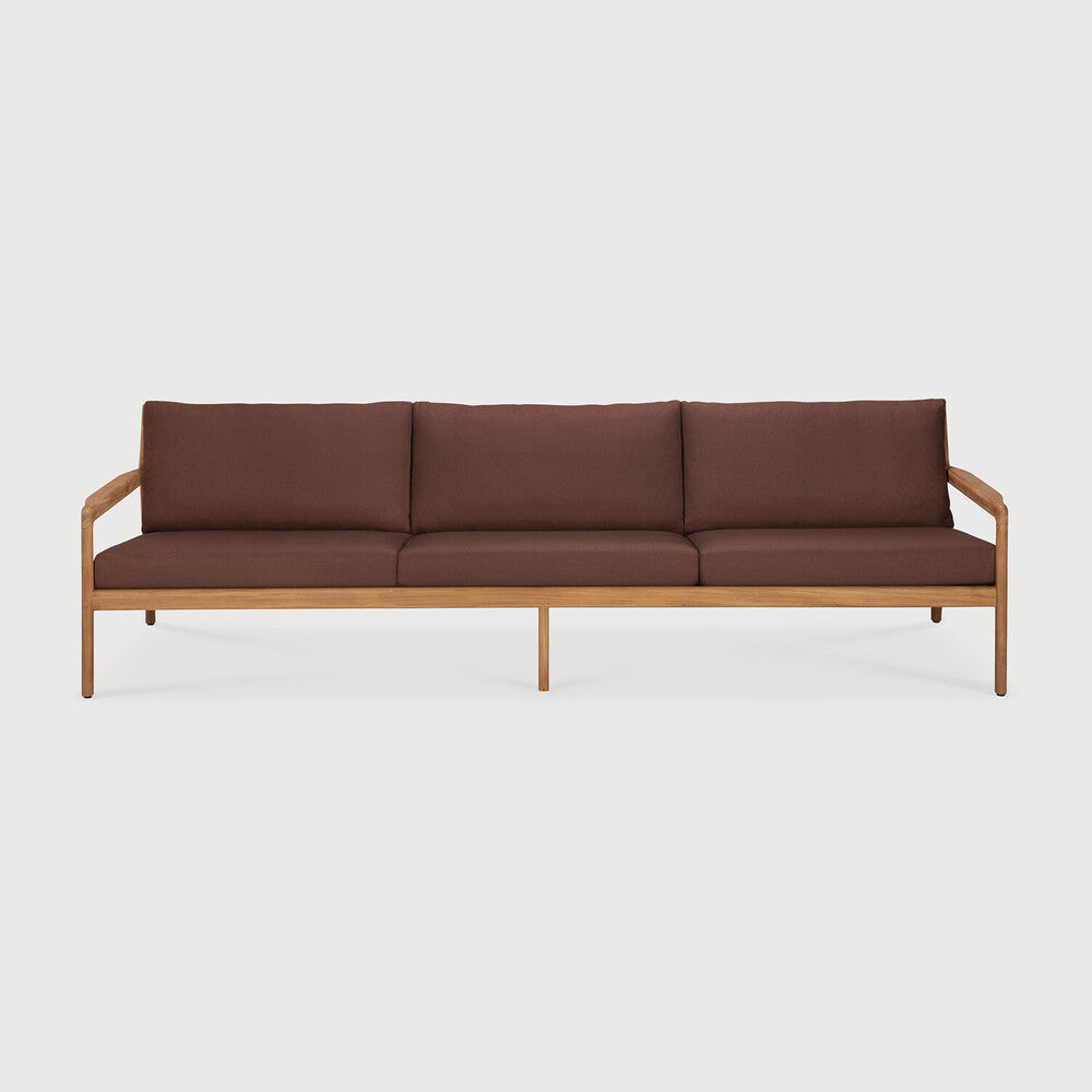 Jack Outdoor Sofa | Teak | Burgundy Fabric | 3+ Seater
