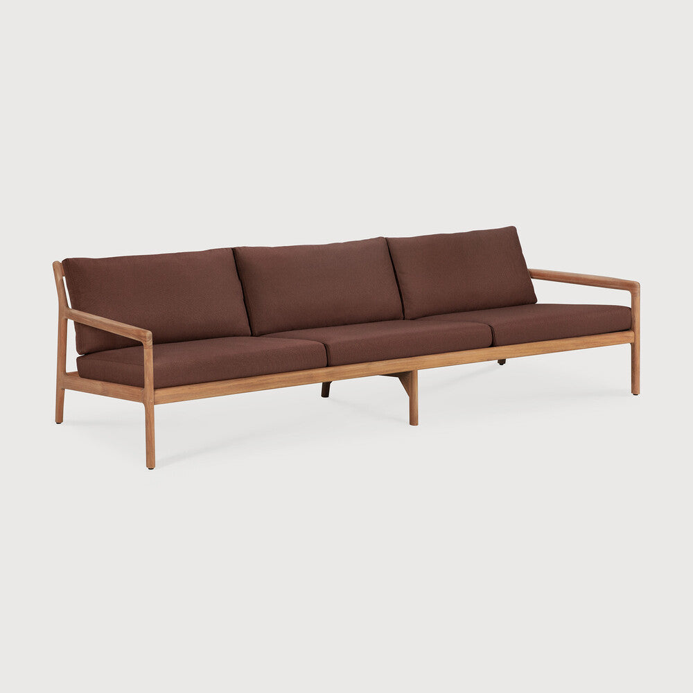 Jack Outdoor Sofa | Teak | Burgundy Fabric | 3+ Seater