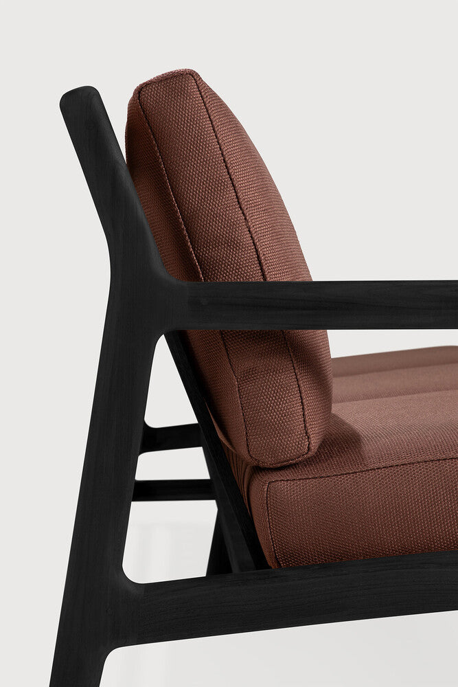 Jack Outdoor Sofa | Varnished Teak | Black | Burgundy Fabric | 3+ Seater
