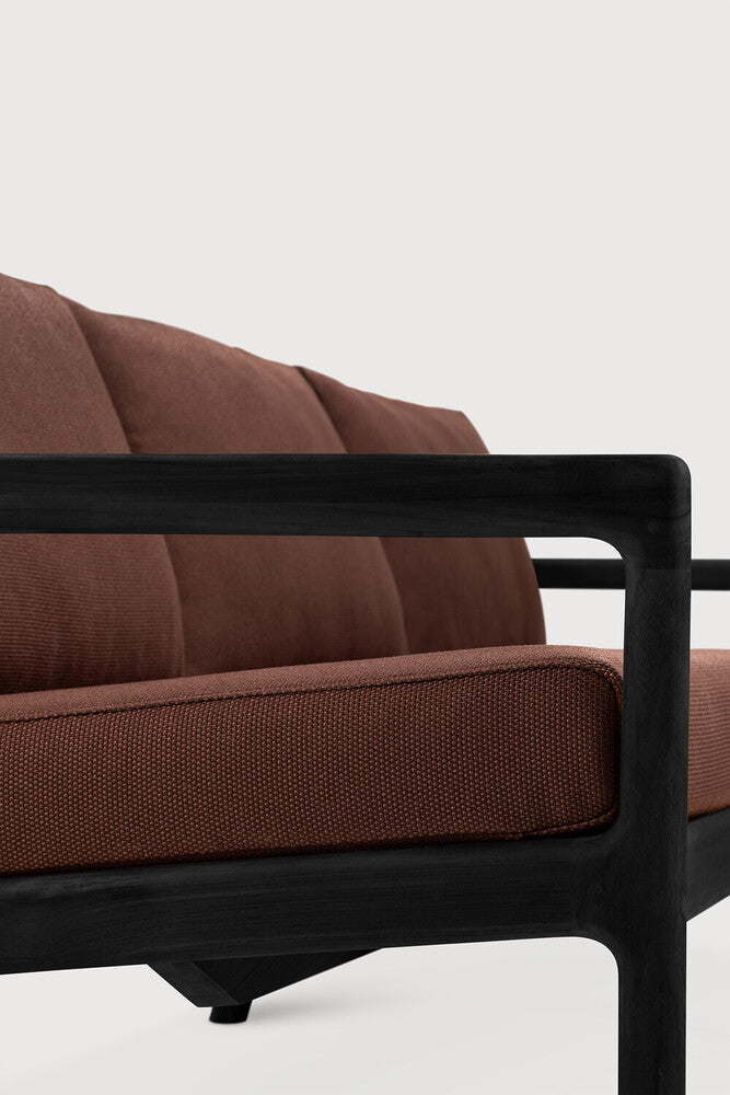 Jack Outdoor Sofa | Varnished Teak | Black | Burgundy Fabric | 3+ Seater