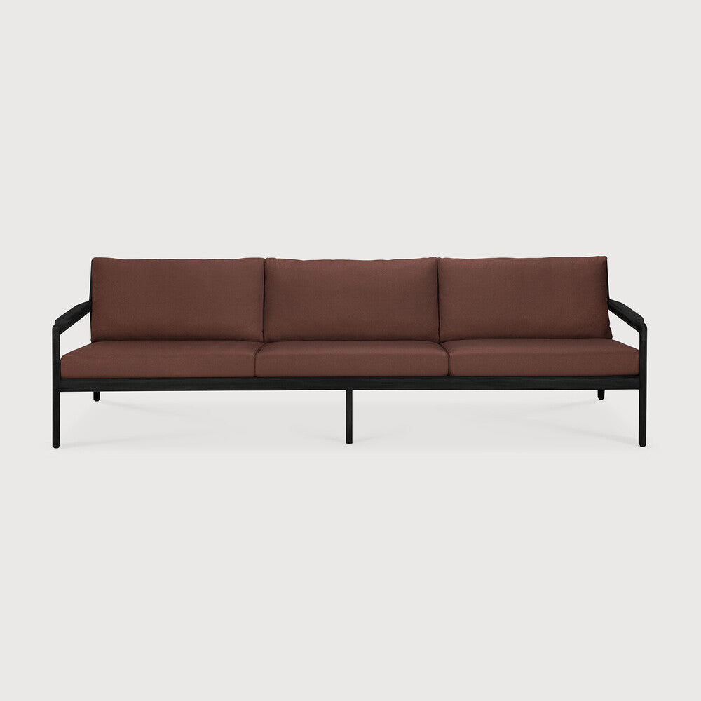 Jack Outdoor Sofa | Varnished Teak | Black | Burgundy Fabric | 3+ Seater