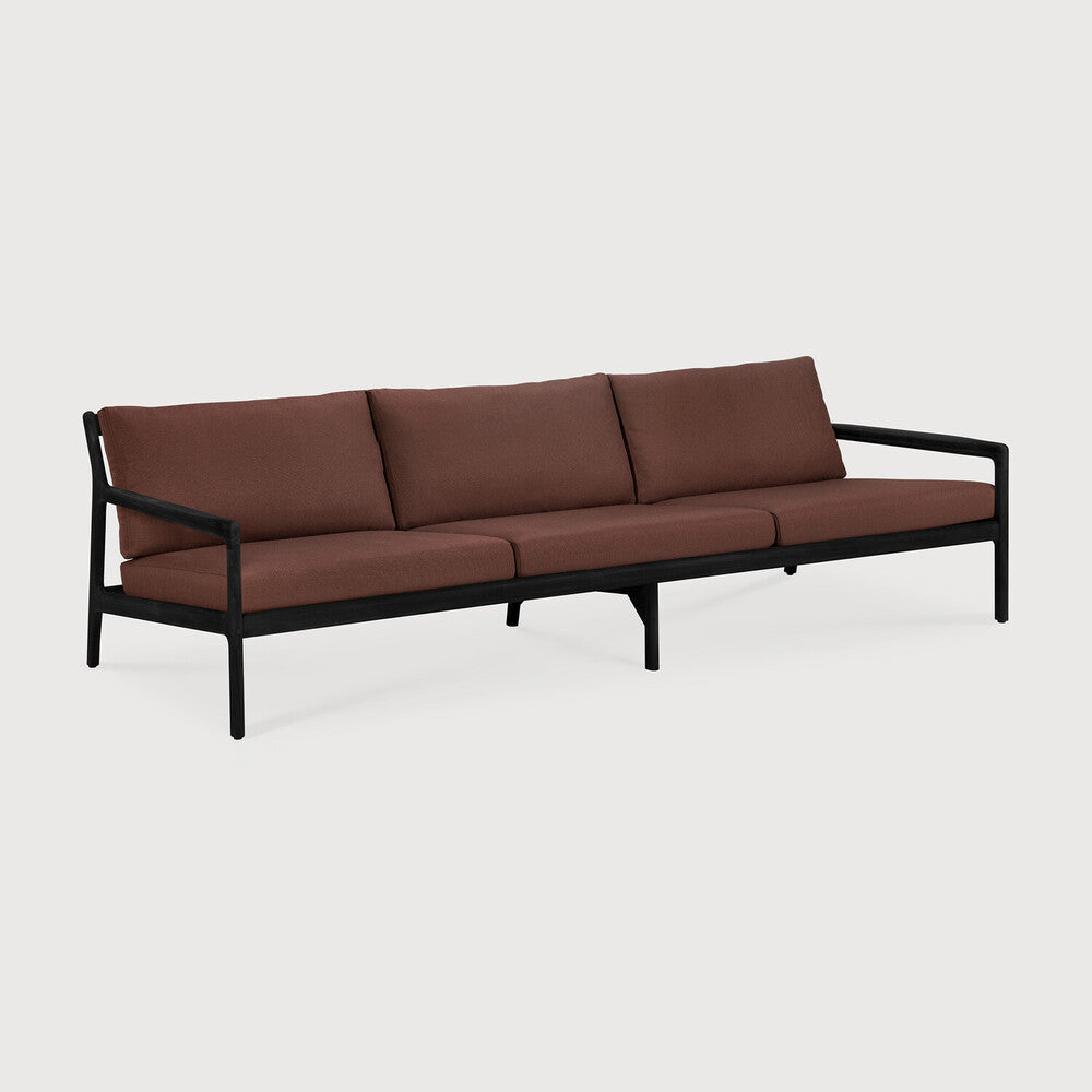 Jack Outdoor Sofa | Varnished Teak | Black | Burgundy Fabric | 3+ Seater