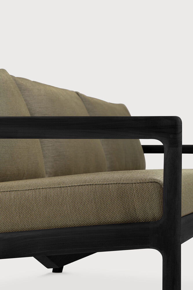 Jack Outdoor Sofa | Varnished Teak | Black | Green Fabric | 3+ Seater