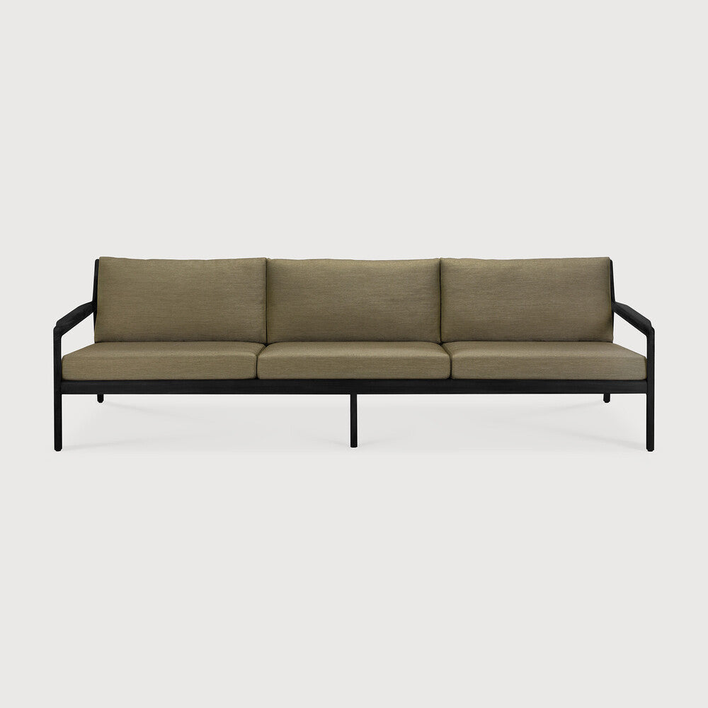 Jack Outdoor Sofa | Varnished Teak | Black | Green Fabric | 3+ Seater