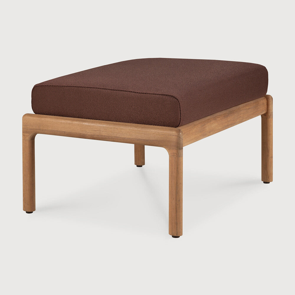 Jack Outdoor Footstool | Teak | Burgundy Fabric