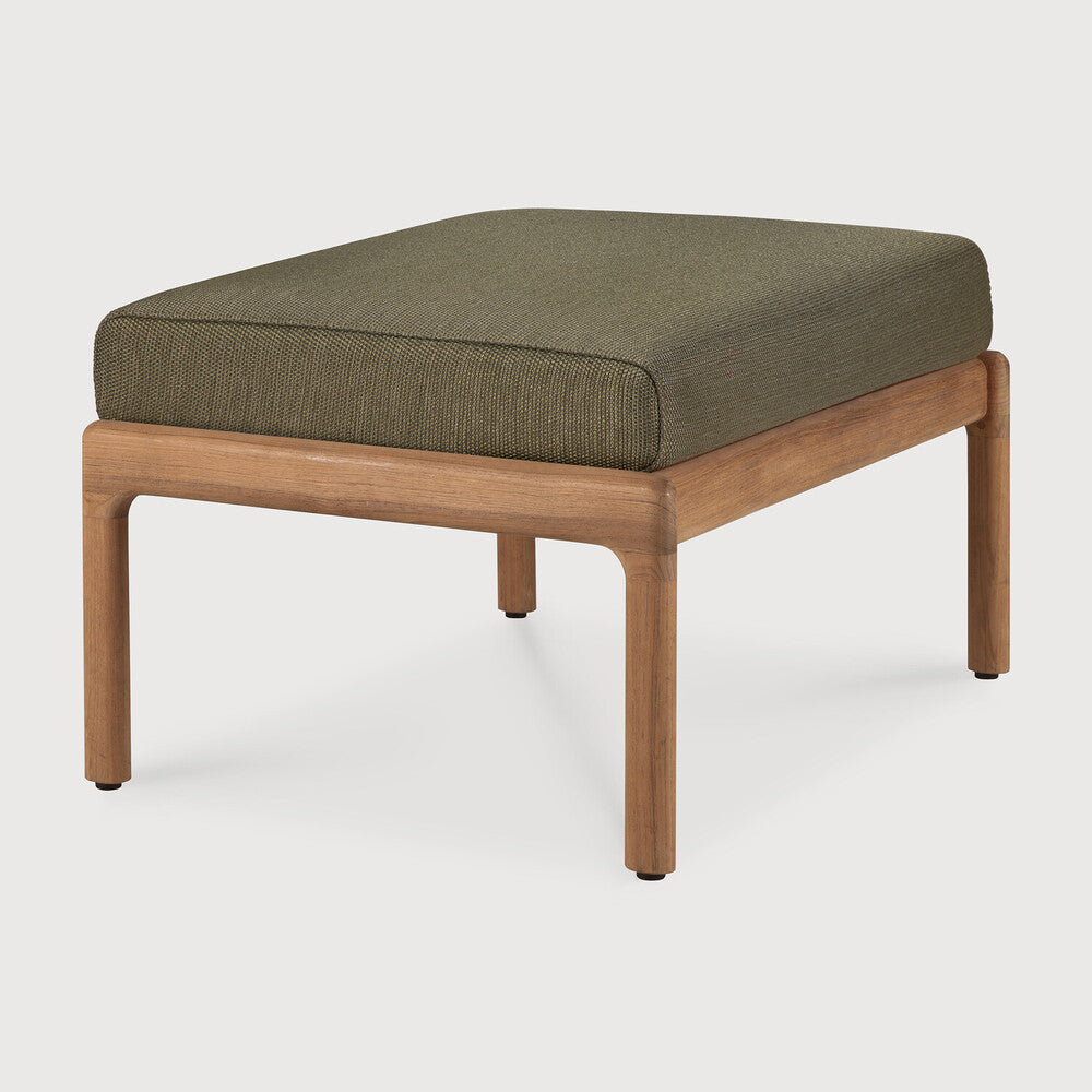 Jack Outdoor Footstool | Teak | Green Fabric