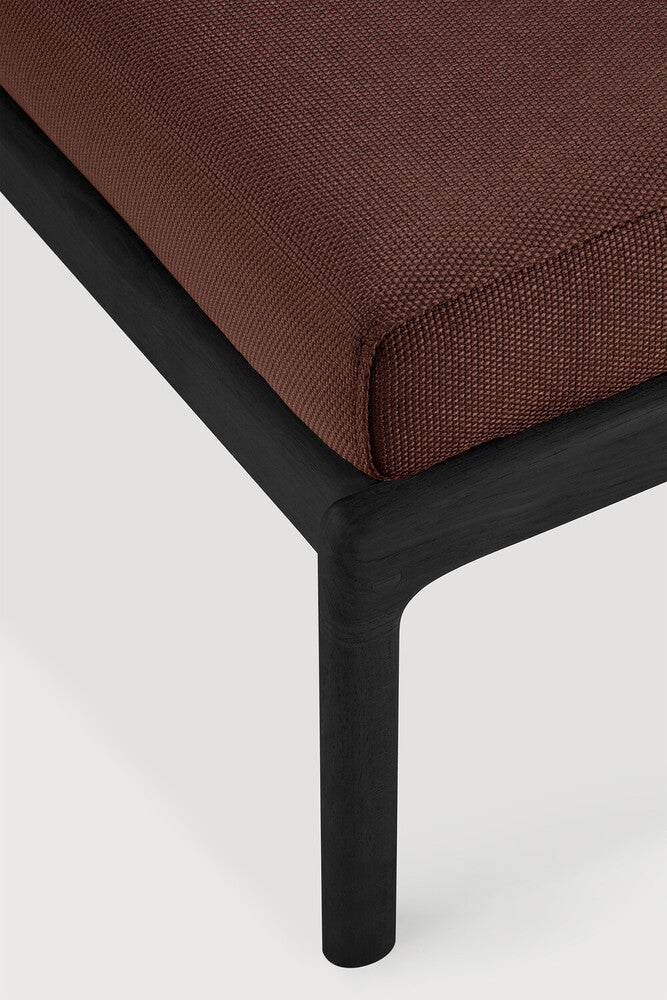 Jack Outdoor Footstool | Varnished Teak | Black | Burgundy Fabric