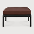 Jack Outdoor Footstool | Varnished Teak | Black | Burgundy Fabric