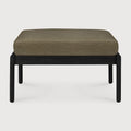 Jack Outdoor Footstool | Varnished Teak | Black | Green Fabric