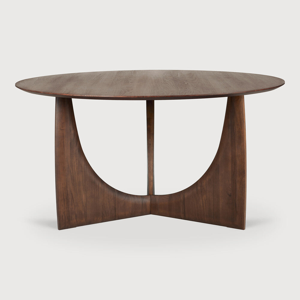 Geometric Dining Table | Varnished Teak | Brown | Round