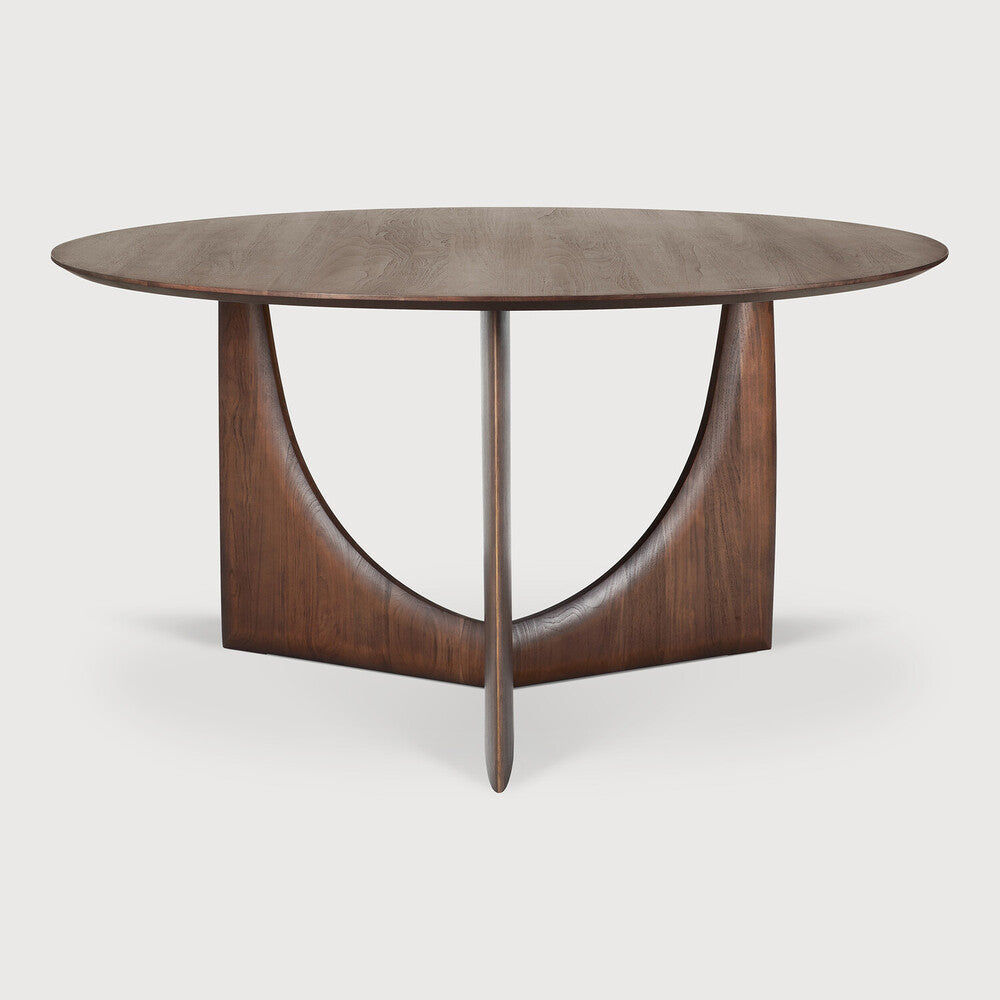 Geometric Dining Table | Varnished Teak | Brown | Round