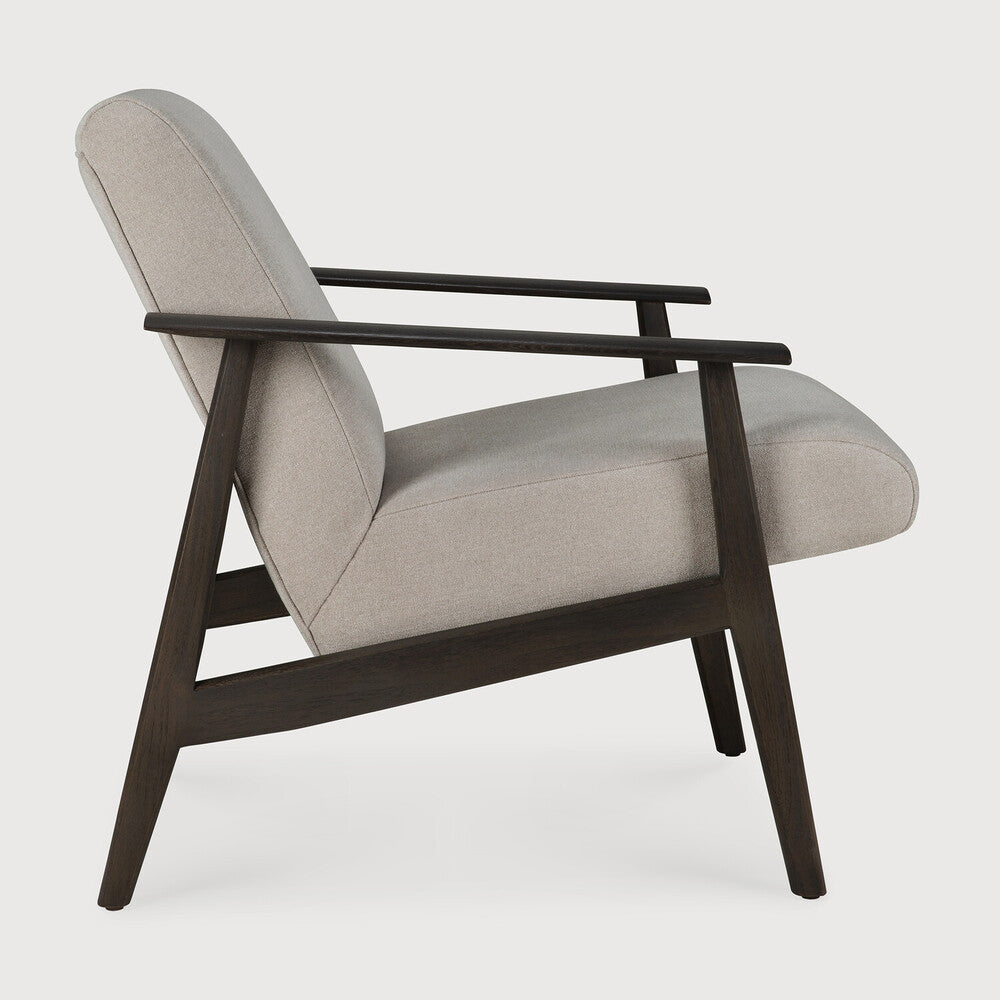 Aspekt Lounge Chair | Varnished Teak | Dark Brown | Warm Ash Eco Fabric