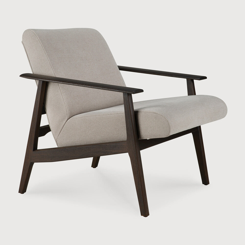Aspekt Lounge Chair | Varnished Teak | Dark Brown | Warm Ash Eco Fabric