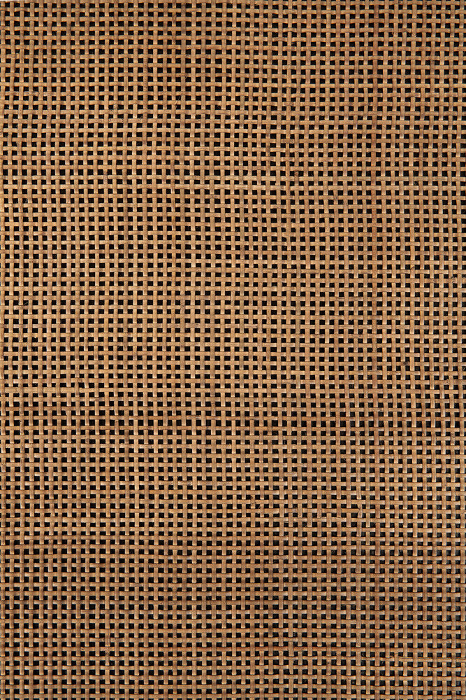 Panel Lounge Chair | Varnished Teak | Dark Brown | Rattan Roasted | Grey Linen