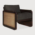 Panel Lounge Chair | Varnished Teak | Dark Brown | Rattan Roasted | Grey Linen
