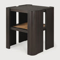 Panel Side Table | Varnished Teak | Dark Brown | Rattan Roasted | Square
