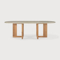 Trestle Outdoor Dining Table | Varnished Concrete Top | Reclaimed Teak Base | Light Grey | Oblong