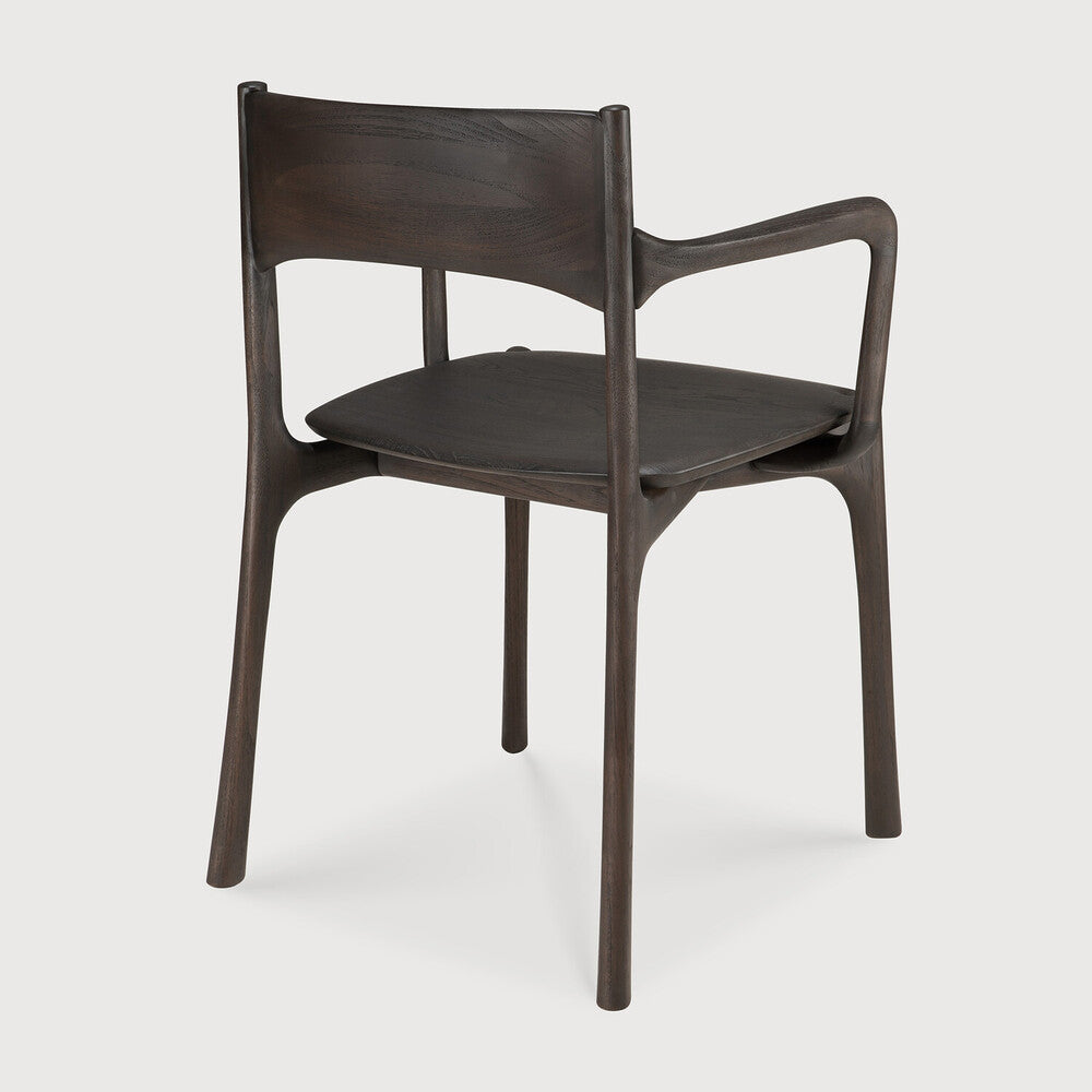 Pi Dining Chair | Varnished Teak | Dark Brown | With Arms