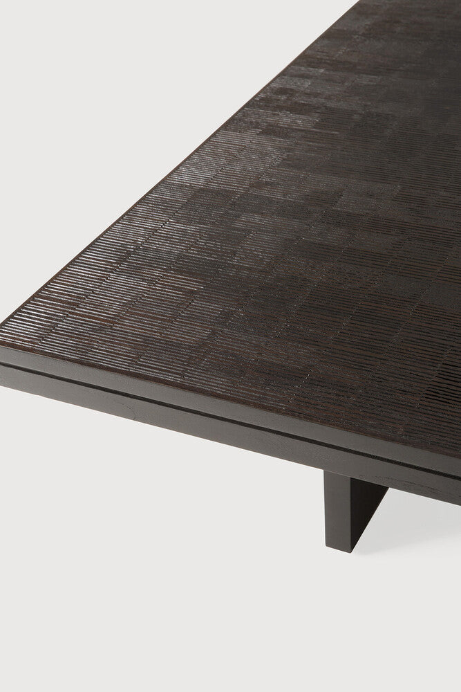 Grooves Coffee Table | Varnished Teak | Off Black | Rectangular | 67" X 47"