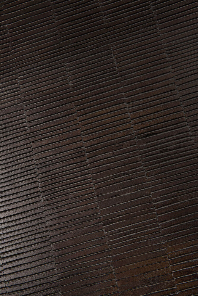 Grooves Coffee Table | Varnished Teak | Off Black | Rectangular | 67" X 47"