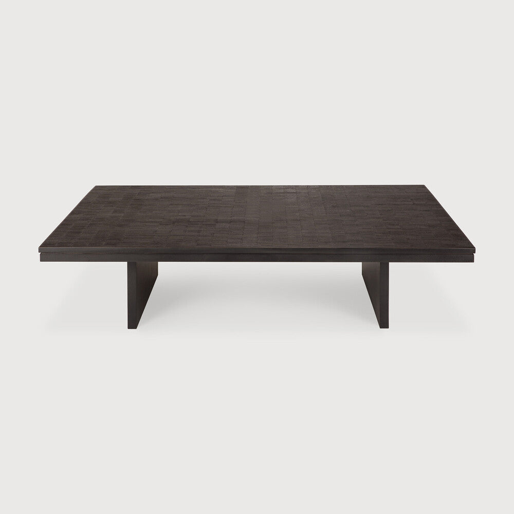 Grooves Coffee Table | Varnished Teak | Off Black | Rectangular | 55" X 43"