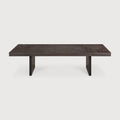 Grooves Coffee Table | Varnished Teak | Off Black | Rectangular | 53" X 26"