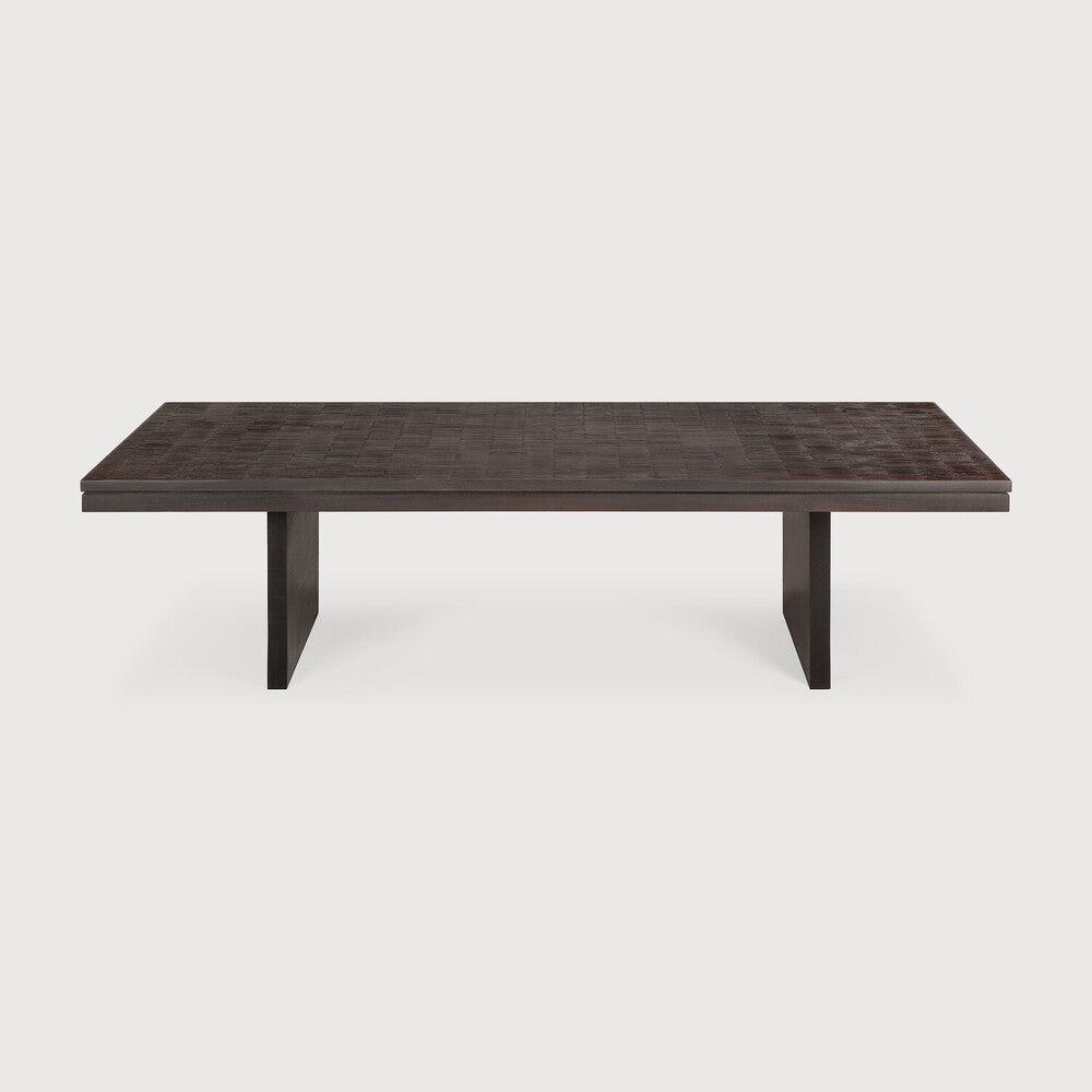 Grooves Coffee Table | Varnished Teak | Off Black | Rectangular | 53" X 26"
