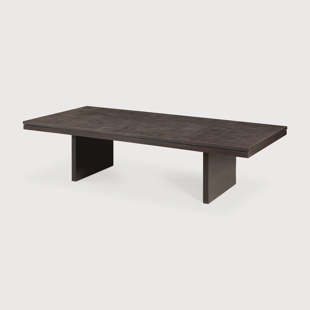 Grooves Coffee Table | Varnished Teak | Off Black | Rectangular | 53" X 26"