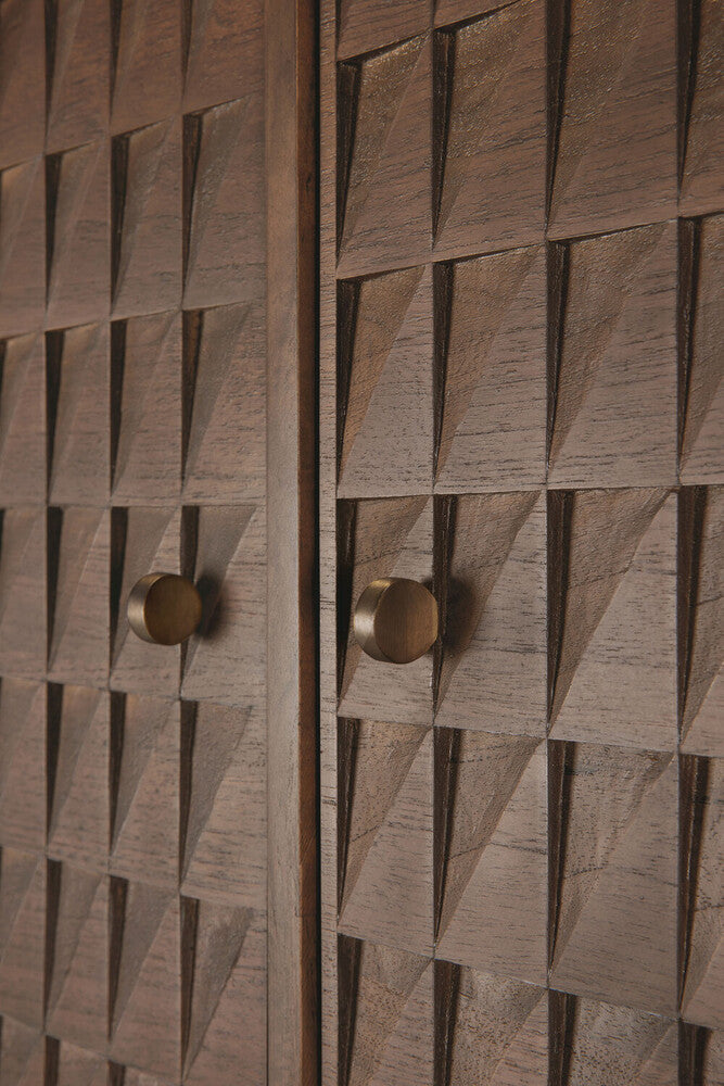 Sono Sideboard | Varnished Teak | Light Brown | 2 Doors | 3 Drawers