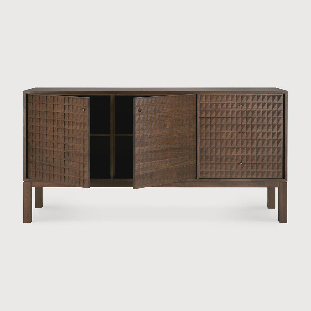 Sono Sideboard | Varnished Teak | Light Brown | 2 Doors | 3 Drawers