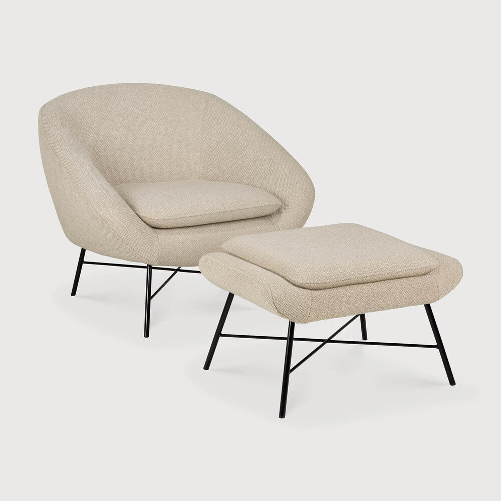Barrow Footstool | Off White Fabric