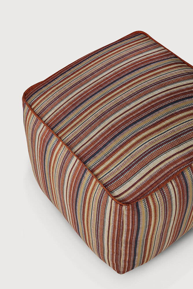 Zahara Outdoor Pouf | Terra Stripe Fabric