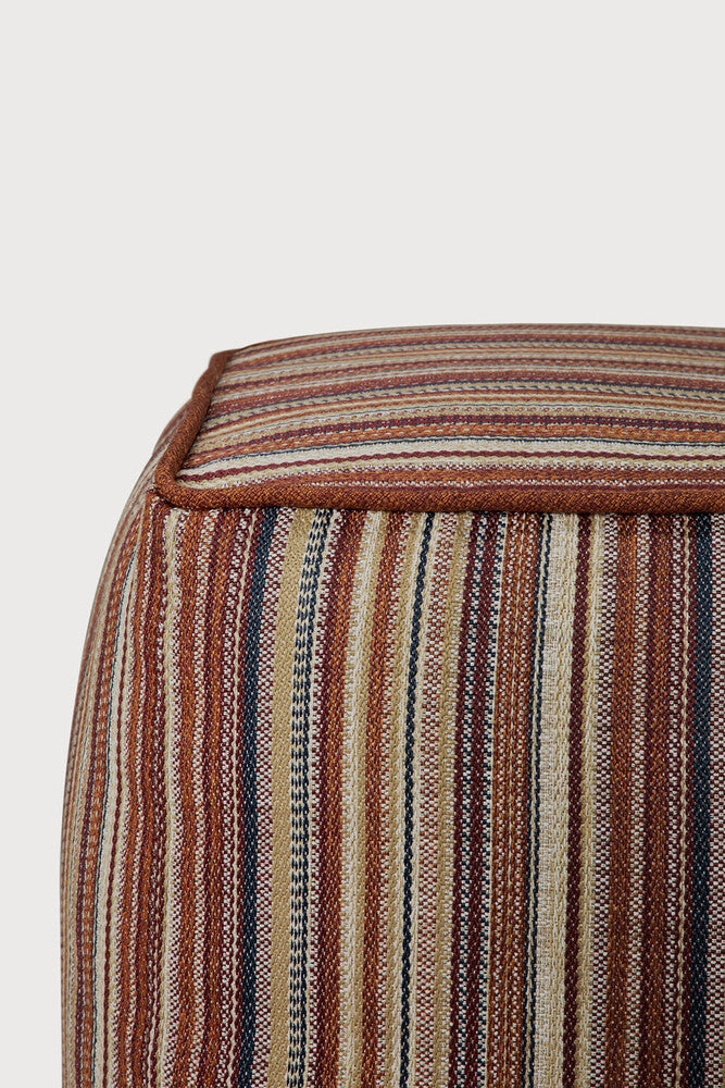 Zahara Outdoor Pouf | Terra Stripe Fabric