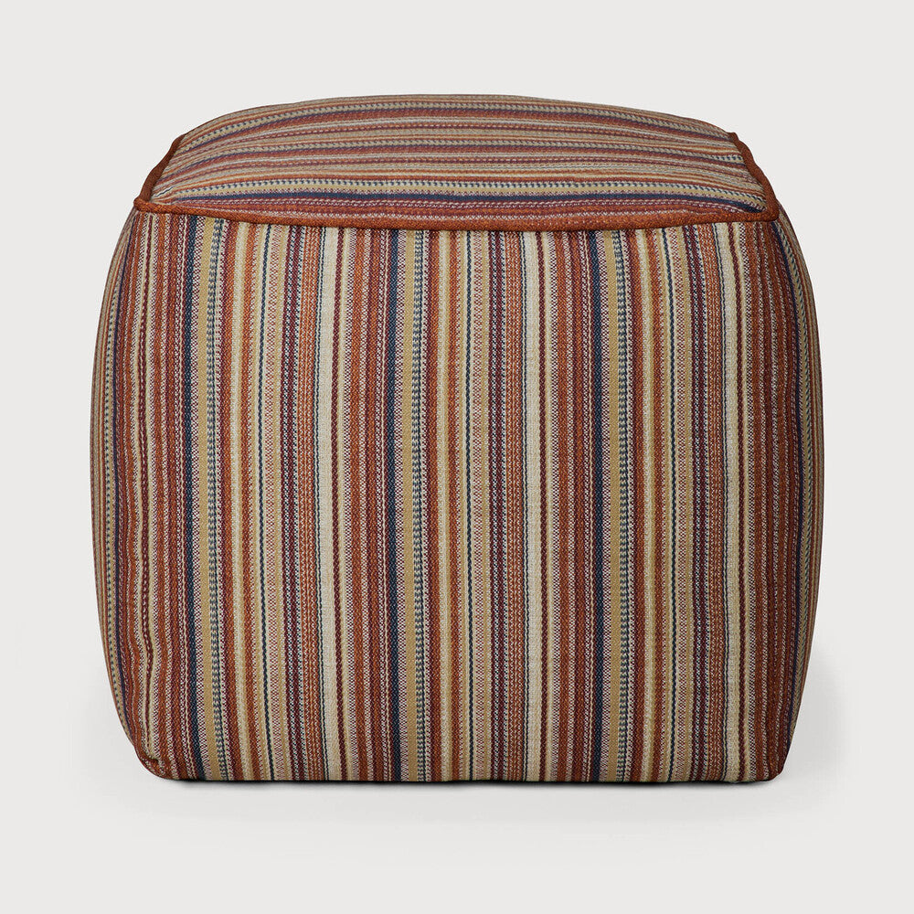 Zahara Outdoor Pouf | Terra Stripe Fabric
