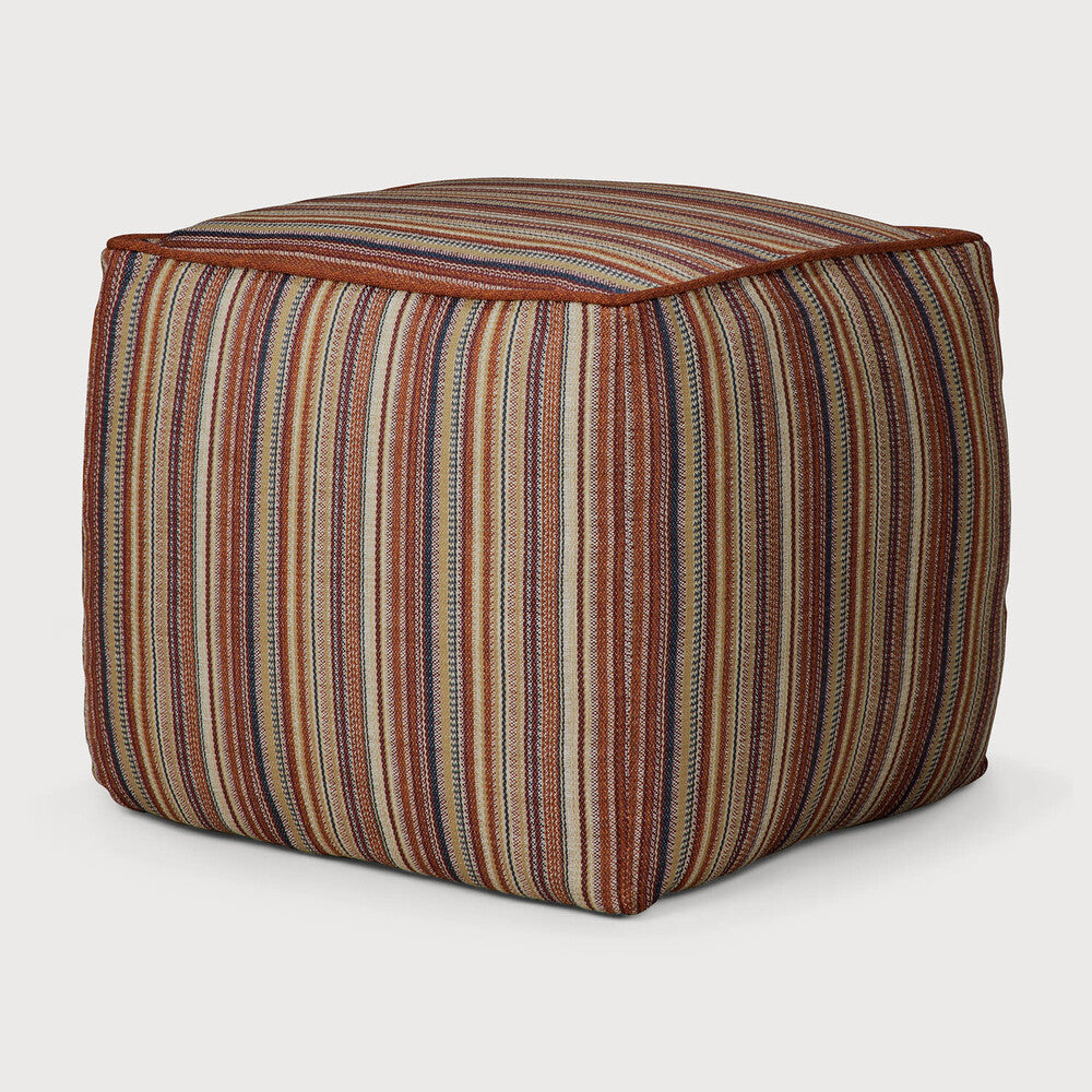 Zahara Outdoor Pouf | Terra Stripe Fabric