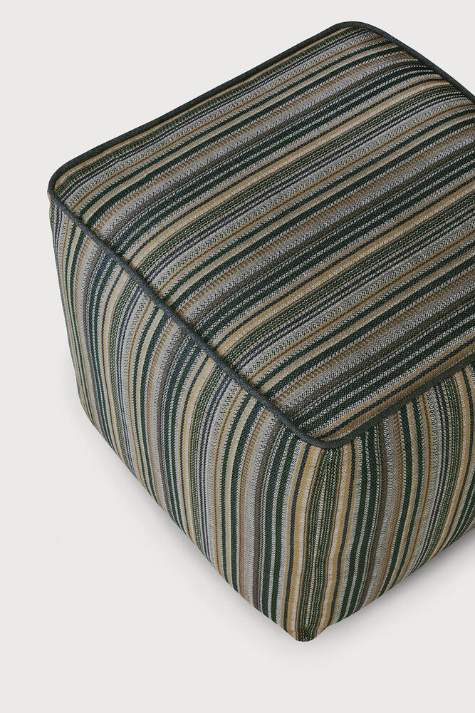 Zahara Outdoor Pouf | Blue Stripe Fabric