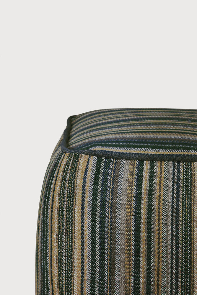 Zahara Outdoor Pouf | Blue Stripe Fabric