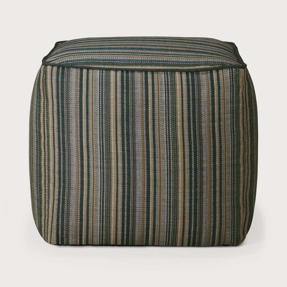 Zahara Outdoor Pouf | Blue Stripe Fabric