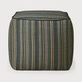 Zahara Outdoor Pouf | Blue Stripe Fabric