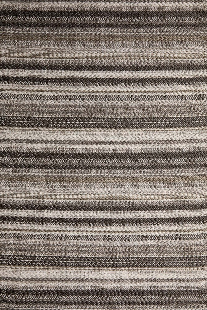 Zahara Outdoor Pouf | Grey Stripe Fabric