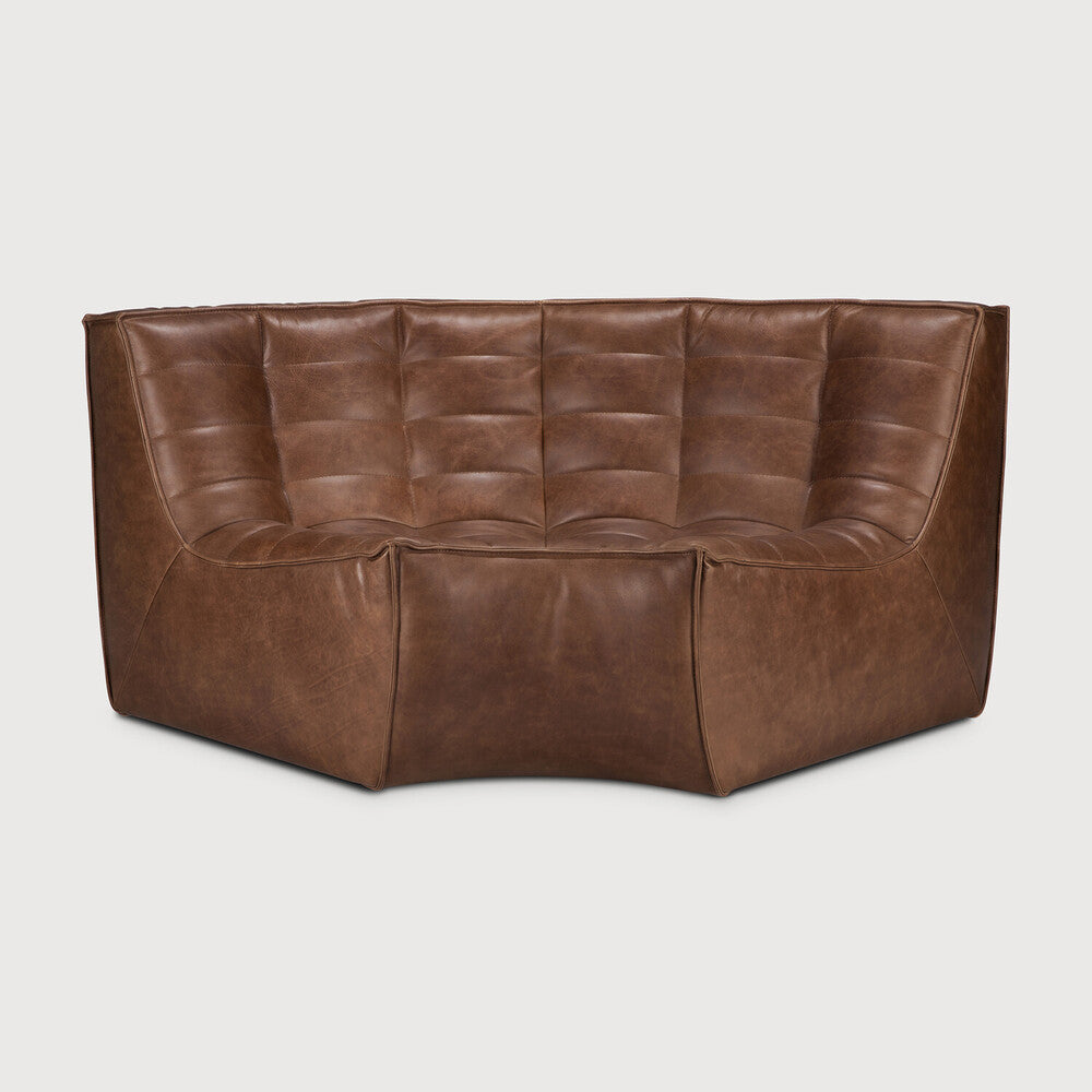 N701 Modular Sofa | Chestnut Leather | 90° Round Corner