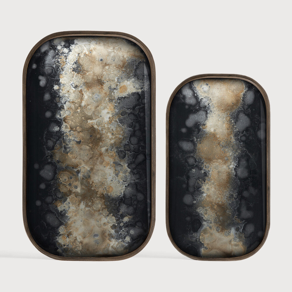 Organic Valet Tray | Glass | Black | Rectangular | Xl