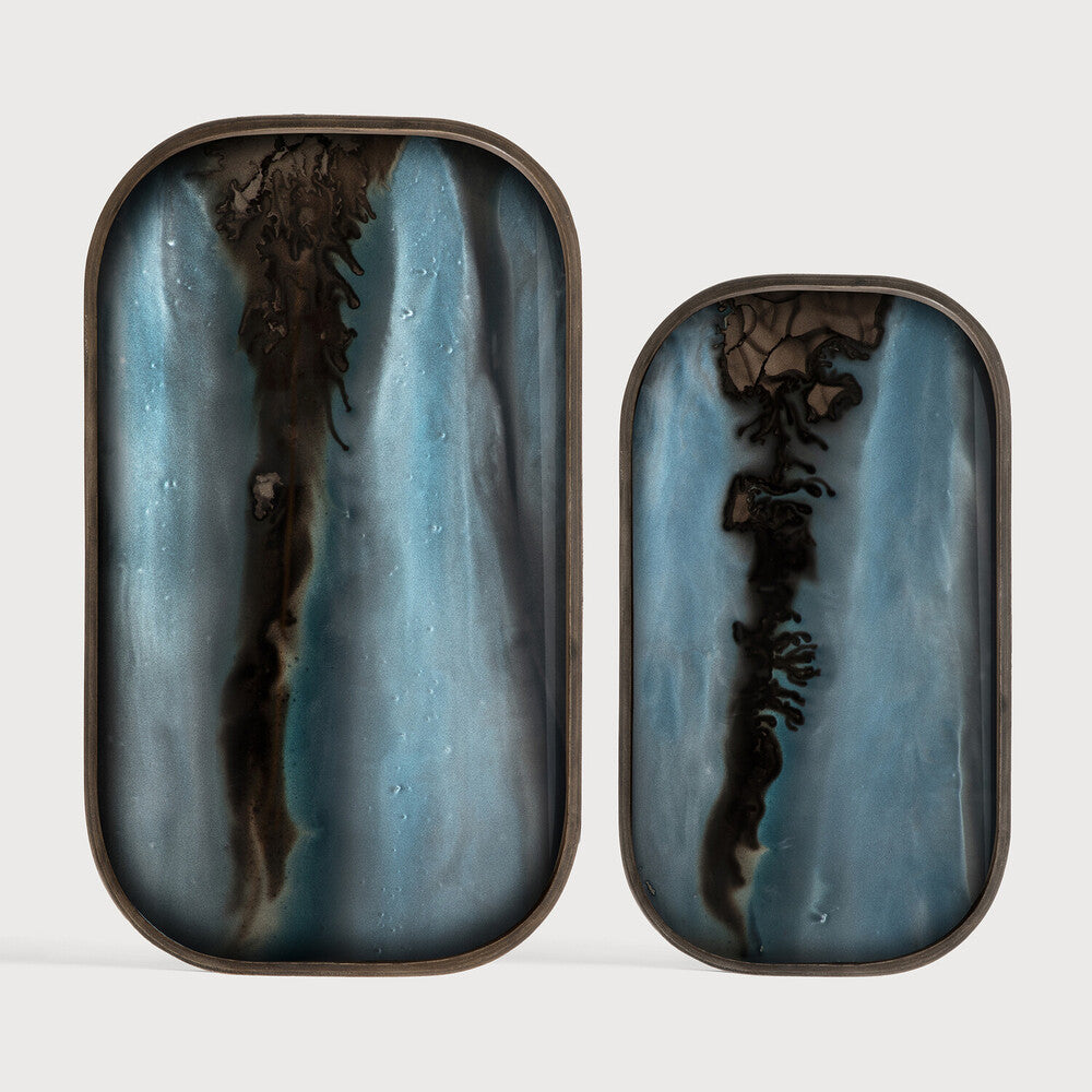 Organic Valet Tray | Glass | Gold | Rectangular | L