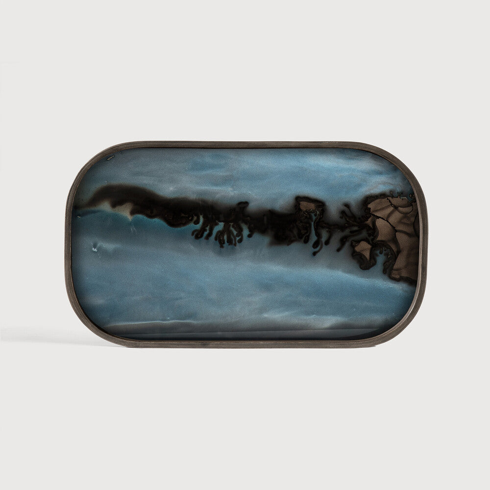 Organic Valet Tray | Glass | Gold | Rectangular | L